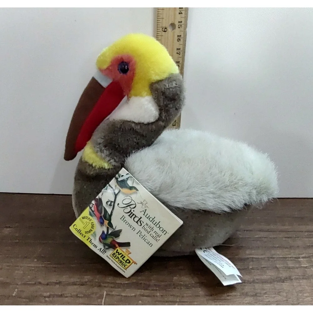 Wild Republic Audubon K&M Brown Pelican Plush Toy Bird No Sound S4